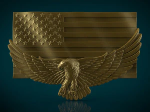 american flag and eagle stl model for cnc and 3d printer 3D Print Model