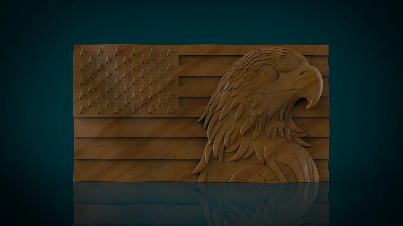 american flag and eagle stl model for cnc and 3d printer 3D Print Model .c4d .max .obj .3ds .fbx .stl .blend 