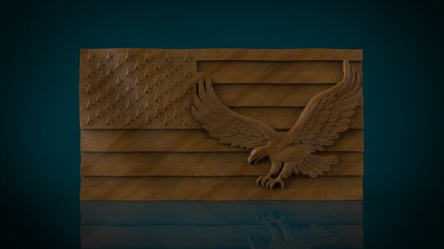 american flag and eagle stl model for cnc and 3d printer Model Cetak 3D .c4d .max .obj .3ds .fbx .stl .blend 