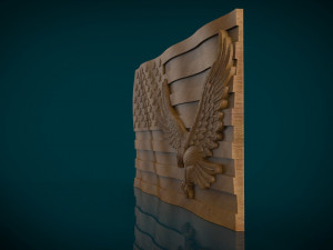 american flag and eagle stl model for cnc and 3d printer Model Cetak 3D