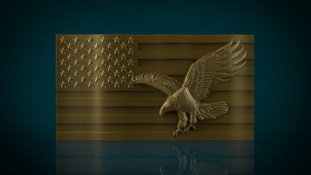 american flag and eagle stl model for cnc and 3d printer Modelo de impresión 3D .c4d .max .obj .3ds .fbx .stl .blend 
