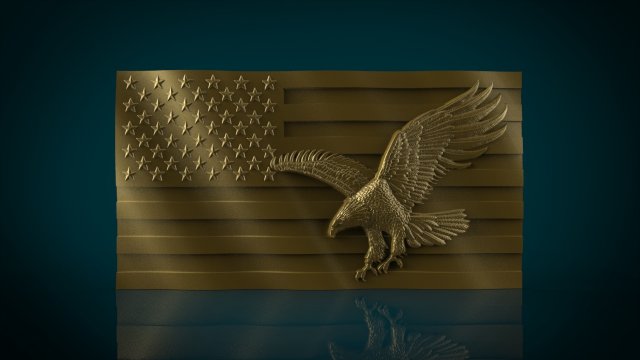 american flag and eagle stl model for cnc and 3d printer 3Dプリントモデル .c4d .max .obj .3ds .fbx .stl .blend 