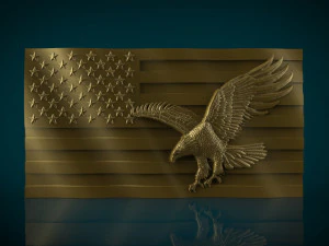 Bandeira americana e modelo stl de águia para impressora cnc e 3d Modelo de Impressão 3D