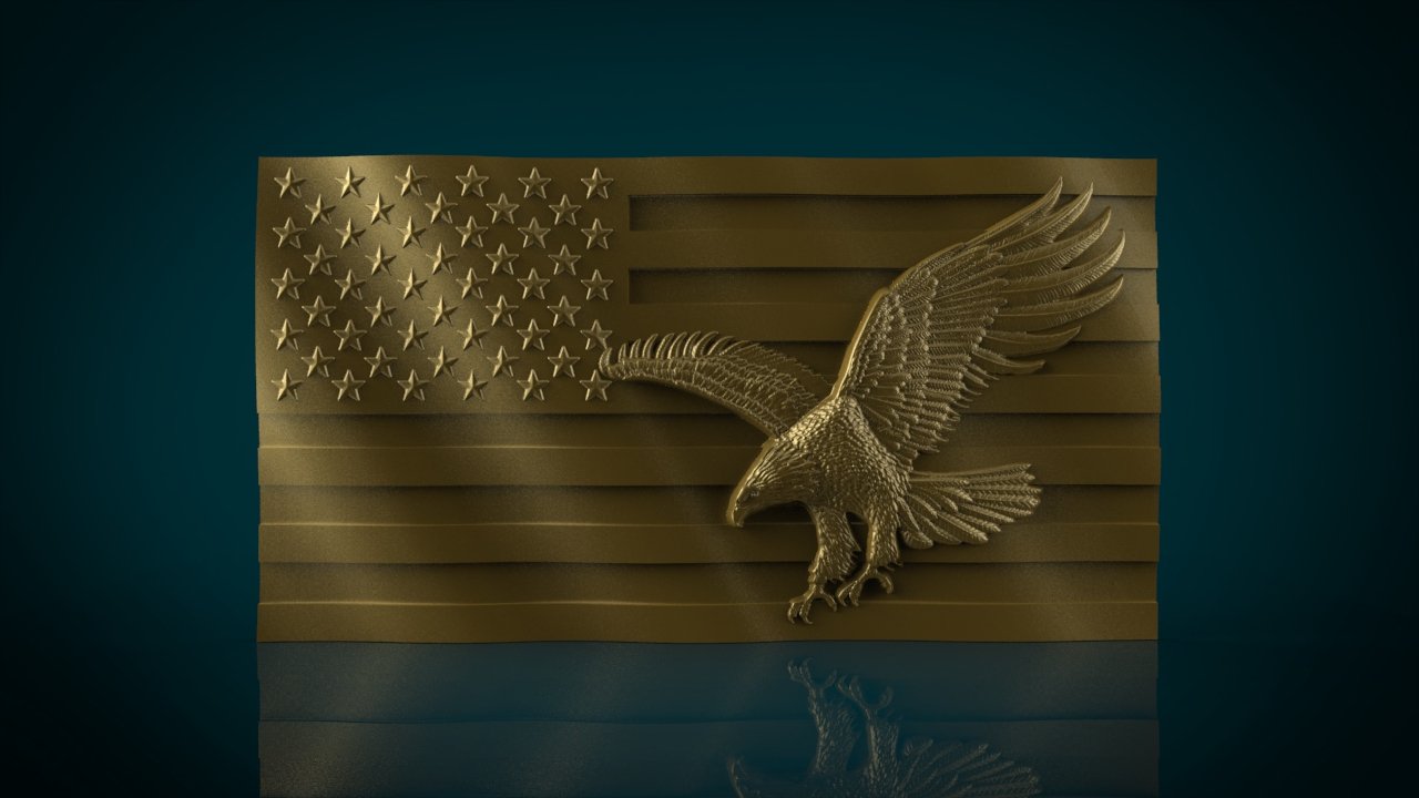American Flag And Eagle Stl Model For Cnc And 3d Printer 3d Model
