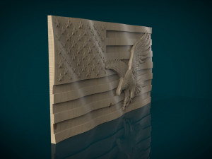 american flag and eagle stl model for cnc and 3d printer 3Dプリントモデル