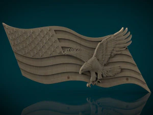 american flag and eagle stl model for cnc and 3d printer 3D Print Model