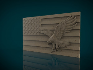 american flag and eagle stl model for cnc and 3d printer 3D Print Model