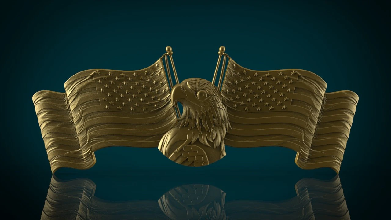 american flag and eagle stl model for cnc and 3d print model 3D Print Model .c4d .max .obj .3ds .fbx .stl .blend 