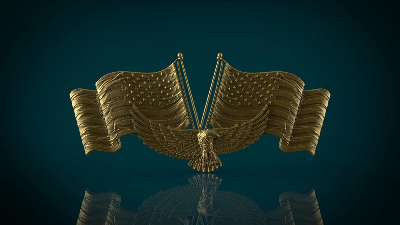 american flag and eagle stl model for cnc and 3D Print Model .c4d .max .obj .3ds .fbx .stl .blend 