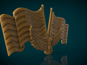 american flag and eagle stl model for cnc and 3D 프린트 모델
