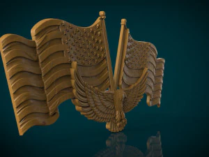 american flag and eagle stl model for cnc and 3D Print Model