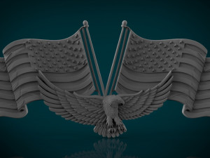 american flag and eagle stl model for cnc and 3D 프린트 모델