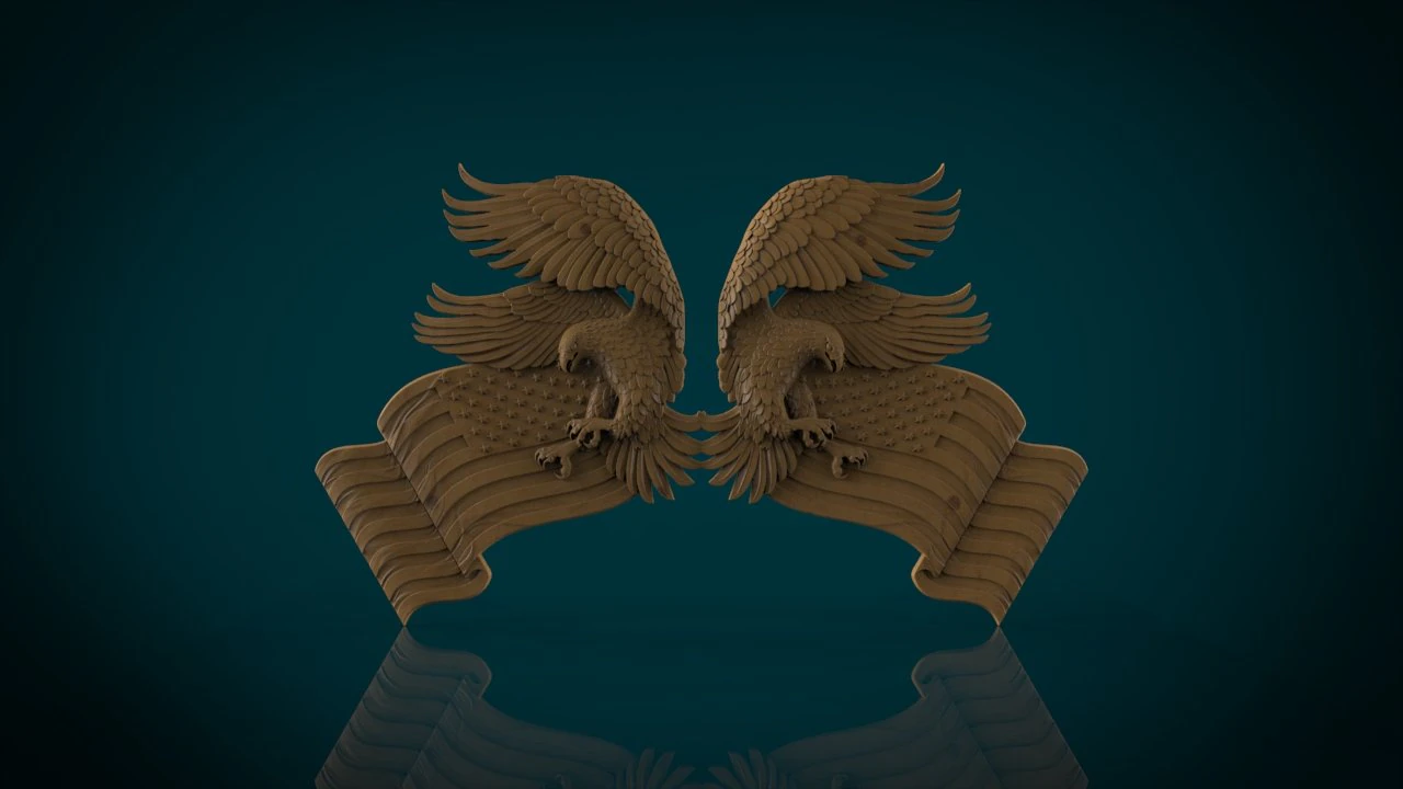 american flag and eagle stl model for cnc and 3d print model 3D Print Model .c4d .max .obj .3ds .fbx .stl .blend 