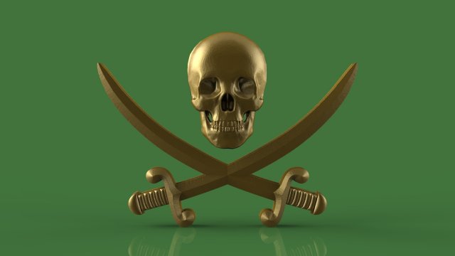 skull and swords 3Dプリントモデル .c4d .max .obj .3ds .fbx .stl .blend 