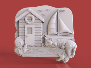 cat and beach themed model 3d print model Modelo de impresión 3D
