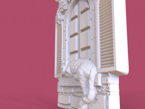 cat in the window relief model 3Dプリントモデル