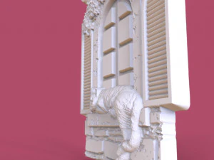 cat in the window relief model 3D Print Model