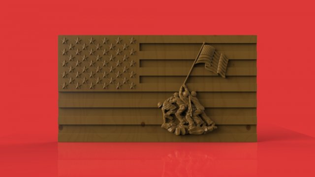 iwo jima tribute american marine hero flag wall hanging 3D 打印模型 .c4d .max .obj .3ds .fbx .stl .blend 