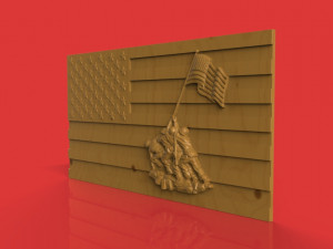 iwo jima tribute american marine hero flag wall hanging 3D 打印模型