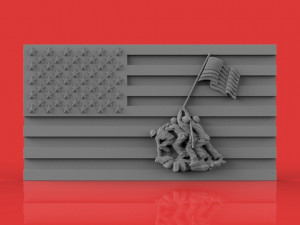 iwo jima tribute american marine hero flag wall hanging 3D 打印模型