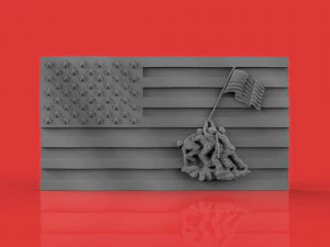 iwo jima tributo bandeira do her&oacute;i marinho americano pendurado na parede Modelo de Impressão 3D