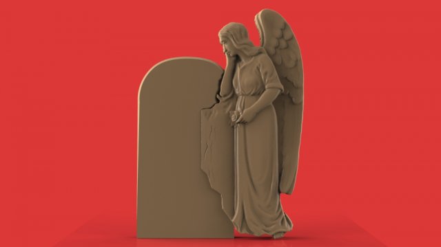 memorial tombstone with angel cnc model Model 3D .c4d .max .obj .3ds .fbx .stl .blend 