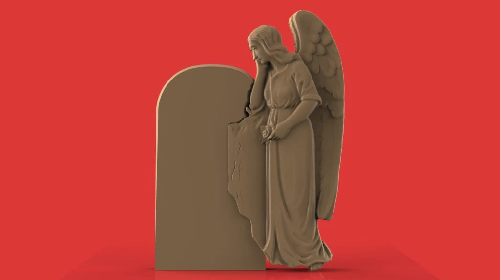 memorial tombstone with angel cnc model 3D Model .c4d .max .obj .3ds .fbx .stl .blend 