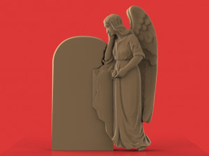 memorial tombstone with angel cnc model 3D Model