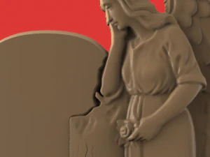 memorial tombstone with angel cnc model 3D Model