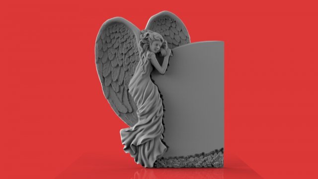 memorial tombstone with angel 3D 모델 .c4d .max .obj .3ds .fbx .stl .blend 