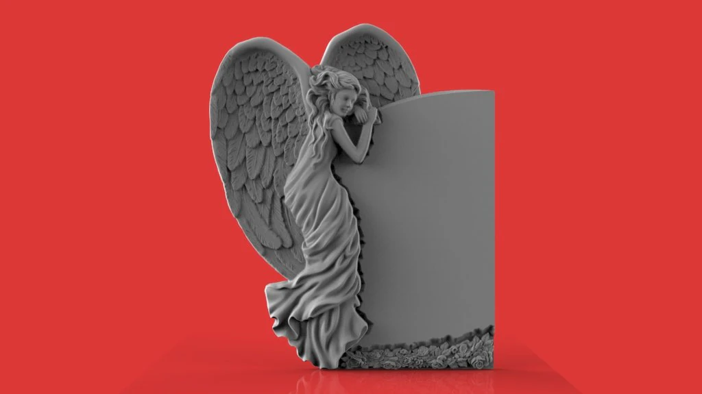 memorial tombstone with angel 3D Model .c4d .max .obj .3ds .fbx .stl .blend