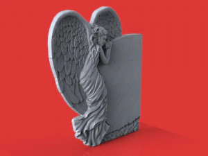 memorial tombstone with angel 3D Model