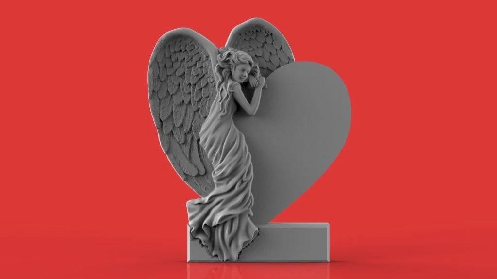 memorial tombstone with angel 3D Model .c4d .max .obj .3ds .fbx .stl .blend 