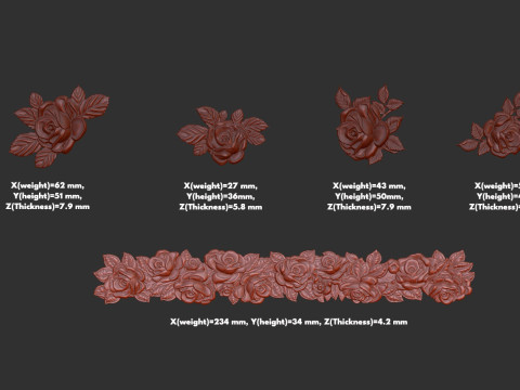 Rose set for cnc and 3d printer 3D Model