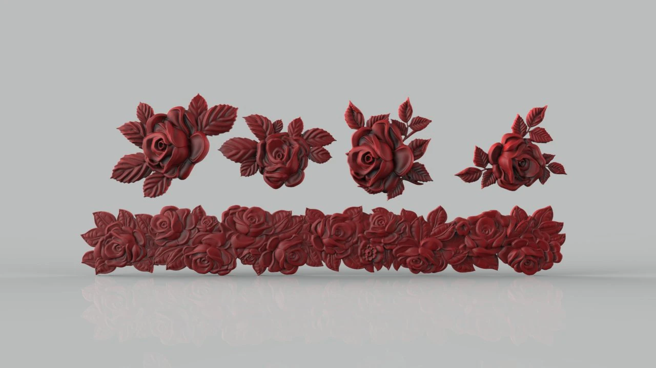 Rose set for cnc and 3d printer 3D Model .c4d .max .obj .3ds .fbx .stl .blend 