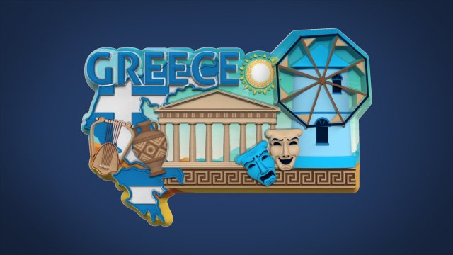 greek souvenir fridge magnet 3D-Druckmodell .c4d .max .obj .3ds .fbx .stl .blend 