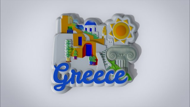 greek souvenir fridge magnet Model Cetak 3D .c4d .max .obj .3ds .fbx .stl .blend 