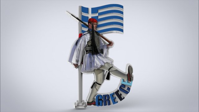 greek souvenir fridge magnet evzones 3D Принт Модель .c4d .max .obj .3ds .fbx .stl .blend 