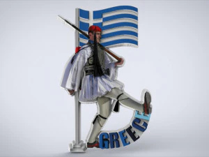 Magnete da frigo souvenir greco evzones Modello di stampa 3D