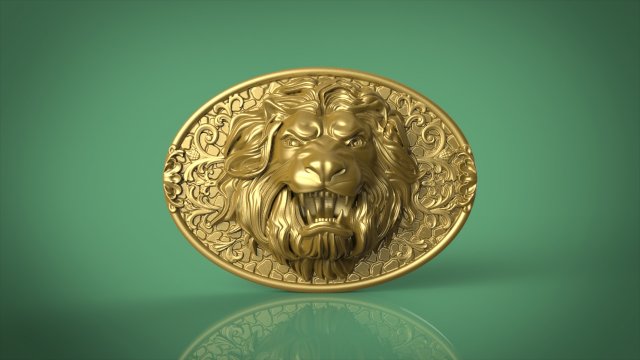 lion belt buckle 3Dプリントモデル .c4d .max .obj .3ds .fbx .stl .blend