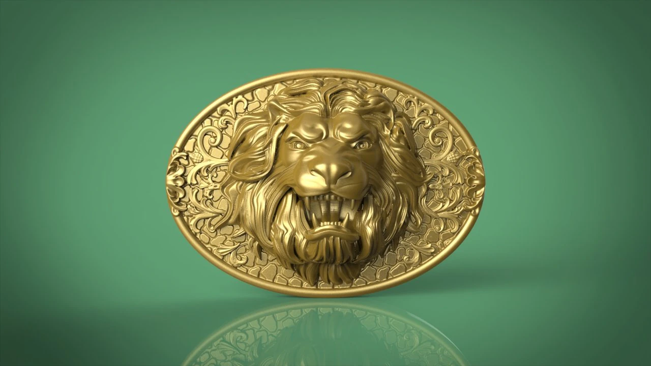 lion belt buckle 3D Print Model .c4d .max .obj .3ds .fbx .stl .blend 