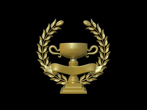 화환과 트로피 컵 3D 모델