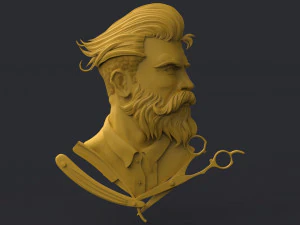 Friseur-Emblem 3D Druckmodell