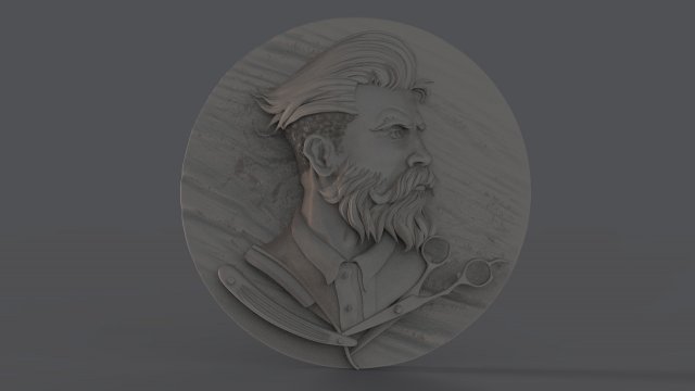 hairdresser emblem 3D Print Model .c4d .max .obj .3ds .fbx .stl .blend