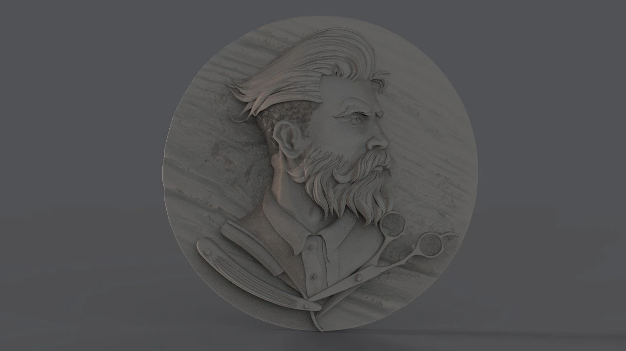 hairdresser emblem 3D Print Model .c4d .max .obj .3ds .fbx .stl .blend 