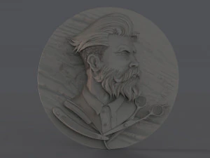 Friseur-Emblem 3D Druckmodell