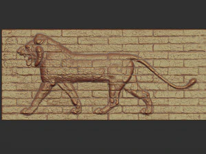 glazed brick relief of a striding lion from the palace of nebuchadnezzar ii 3D Print Model