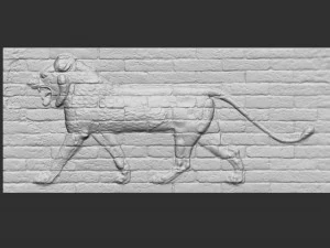glazed brick relief of a striding lion from the palace of nebuchadnezzar ii 3D Print Model