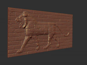 glazed brick relief of a striding lion from the palace of nebuchadnezzar ii 3D Print Model
