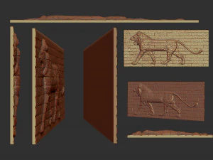 glazed brick relief of a striding lion from the palace of nebuchadnezzar ii 3D Print Model